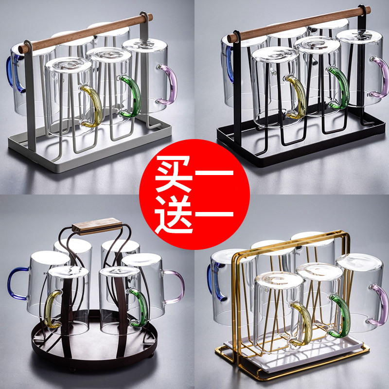Water cup shelf Storage shelf Household with tray Upside down pylons Drain cup holder Creative cup hanging European style tea cup