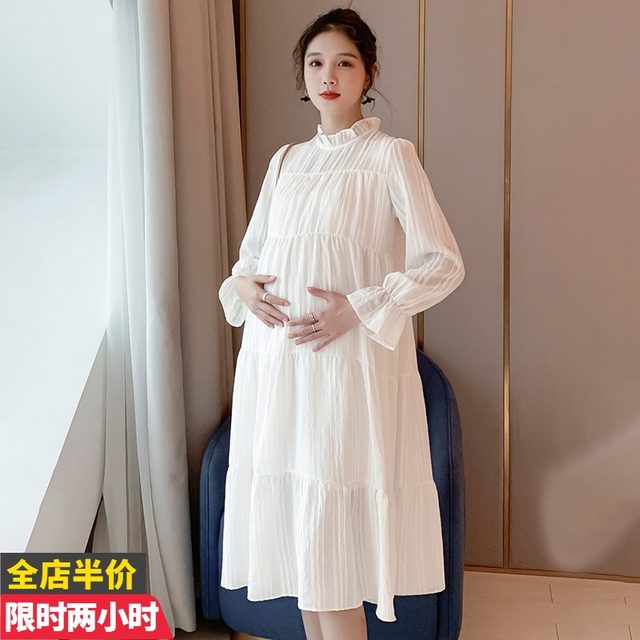 Maternity dress 2022 pregnant mother autumn wear new foreign style fashionable mother long dress autumn and winter fashion dress skirt