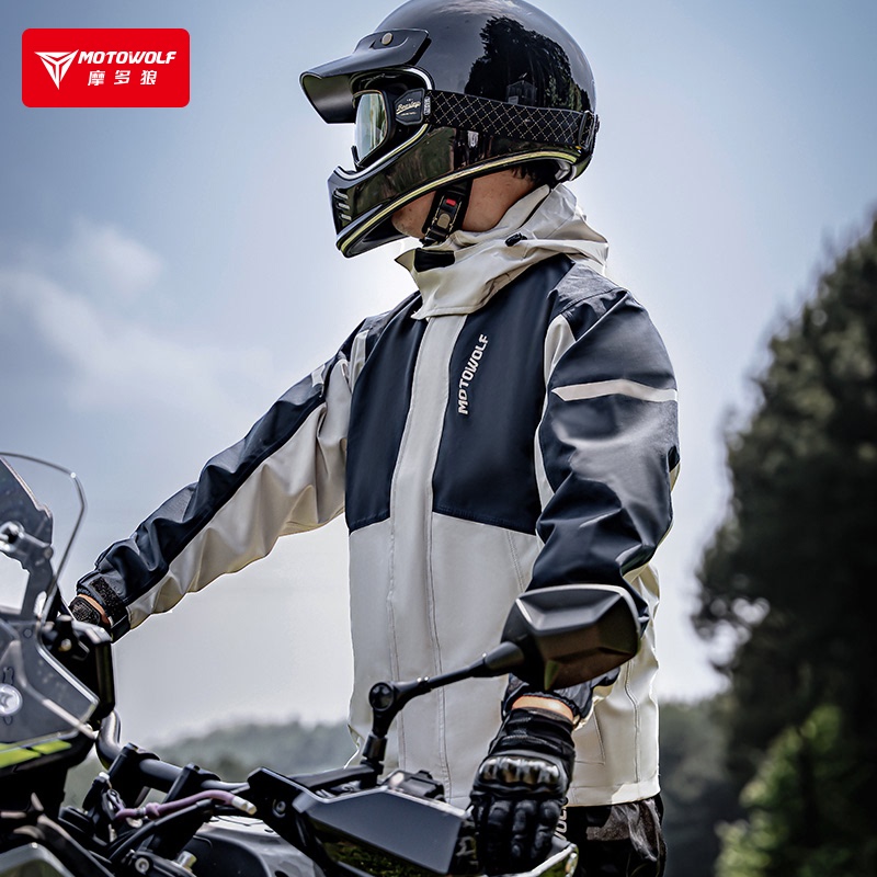 Modo Wolf Motorcycle Riding Suit Raincoat Split-Type Windproof and Rainproof Jacket Three-In-One Set Rider Equipment