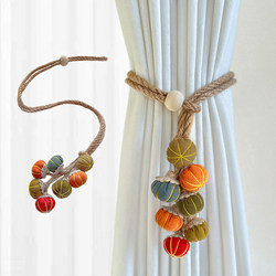 Harvest Pumpkin String Hanging Decoration Curtain Tieback with Gauze Curtain Tie, Fabric Gathering and Storage Buckle, Cute Accessory Embellishment