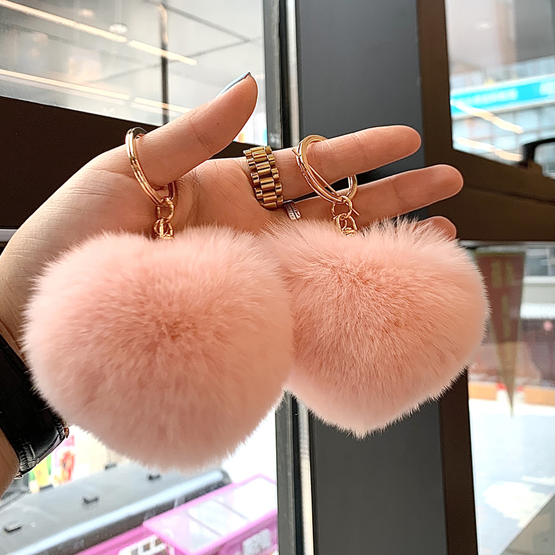 Cute High-End Plush Love Rabbit Fur Ball Pendant for Women, Exquisite Bag Charm, Car Keychain Accessory