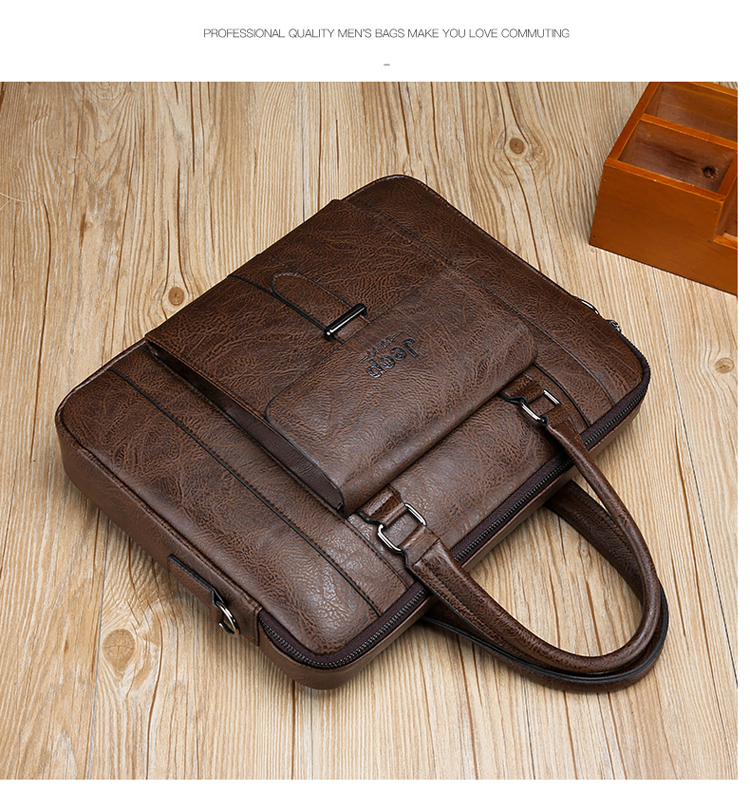 Men's Handbag Hand Holding Briefcase Genuine Leather Texture Business Casual Shoulder Bag Diagonal Men's Leather New Computer Bag