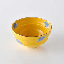Spot imported from Japan has a field of burning yellow glaze blue color leaves with many bowls Yulin kiln Japanese tableware