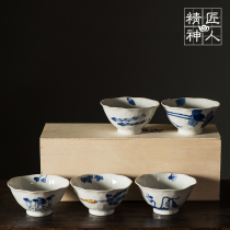 Spot wooden box Japan Arita Yaki set bowl Five wild vegetable Xun ceramic rice bowl original imported tableware gift box