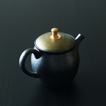 Spot Japanese imports often slippery burning Zhaolong brocade cover Tianmu rear hand emergency teapot small ceramic tea set