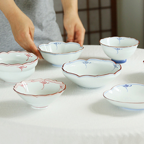 Off-the-shelf imported from Japan you tian shao hand-painted ying luo grain high xiao bo dessert dishes Bozo see burning guang Lin kiln