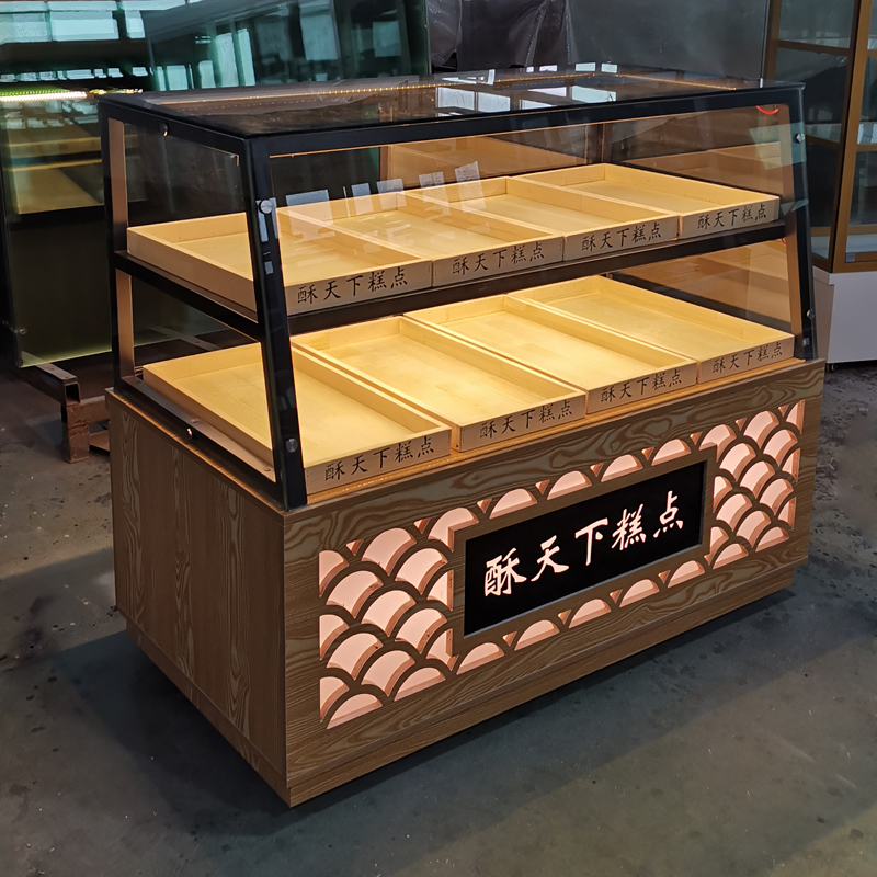 Spot new pastry cabinet peach pastry cabinet bread cabinet side cabinet corner glass cabinet rear door solid wood curved display cabinet