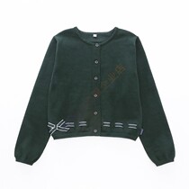 Spring and autumn student school uniform dark green bow top girls long-sleeved short sweater pure cotton British style