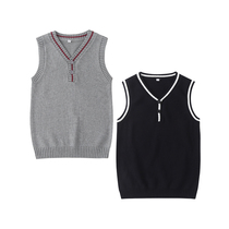 Yinglun College Elementary School Students School Uniform Male And Female Jk Uniform Spring Autumn Grey Waistcoat Chest Front Button Textured Clothing Vest