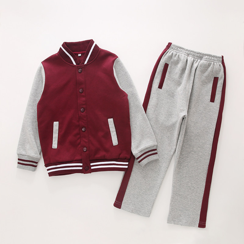Primary and secondary school uniform college wind children's clothing baseball suit Britanzuo Dayu Shallow Ash movement two sets