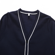 British college style spring and Autumn school uniform for primary and secondary school students Kindergarten navy blue single white strip long-sleeved sweater mens and womens childrens jackets