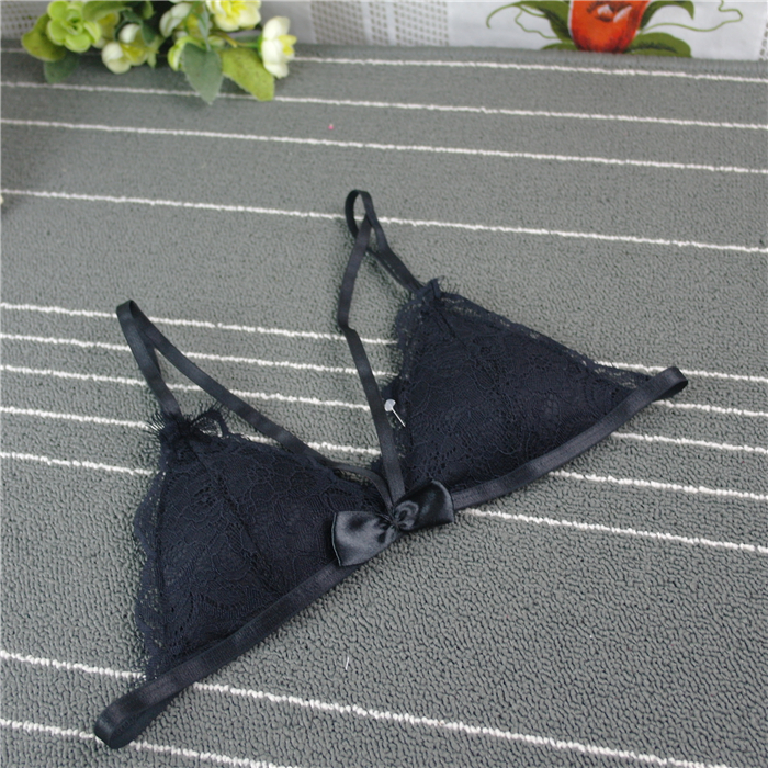 X4-8 văn học fan hâm mộ không có vòng thép màu đen và trắng ren tam giác cup bikini sexy áo ngực