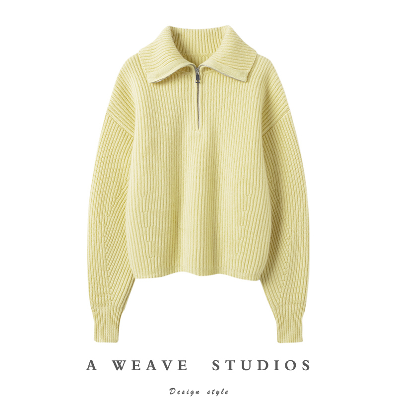 Beautiful Multi-Color! Heavyweight Pure Cashmere Sweater for Women, Lazy Style Sailor Collar Cashmere Knitwear for Autumn and Winter
