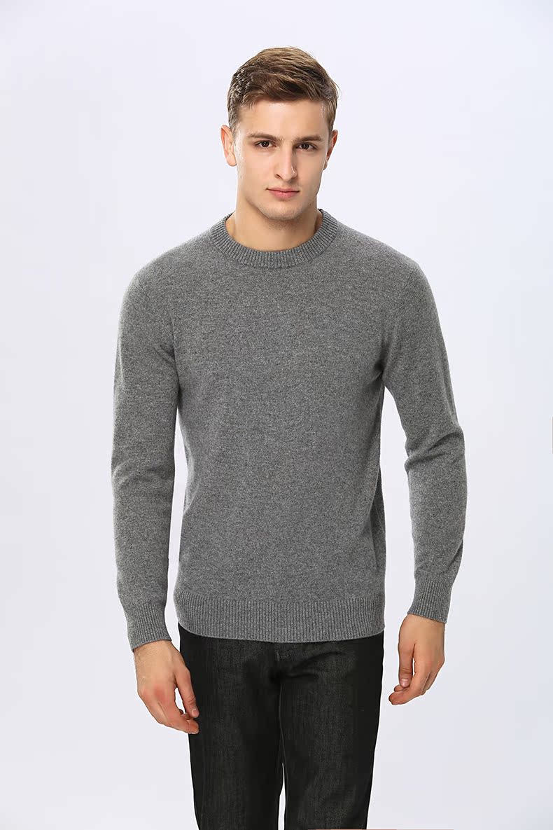Áo len mùa đông Phoenix nam cổ tròn màu đơn giản Áo len cashmere nam 100% cashmere Áo len cashmere nguyên chất - Áo len Cashmere áo hoodie cặp