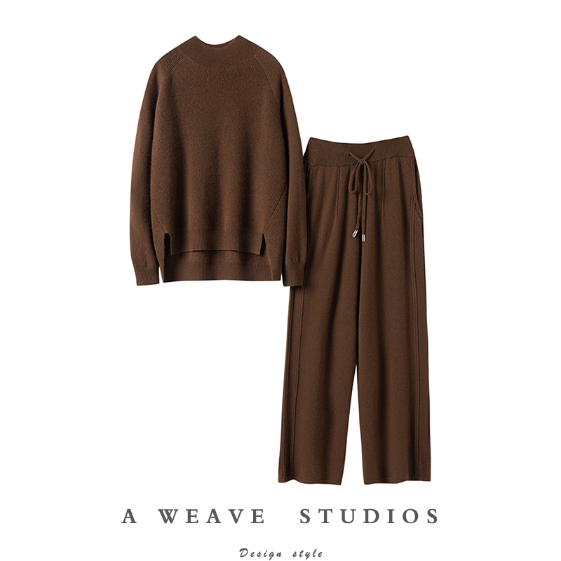 100% Pure Cashmere Suit, High-End Wide-Leg Pants, Super Elegant, High-Quality Cashmere Suit with a Great Impact on the Appearance