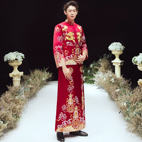 Традиционный свадебный наряд Сюхэ, вечернее платье, свадебное платье, коллекция 2022, дракон и феникс, китайский стиль, большой размер