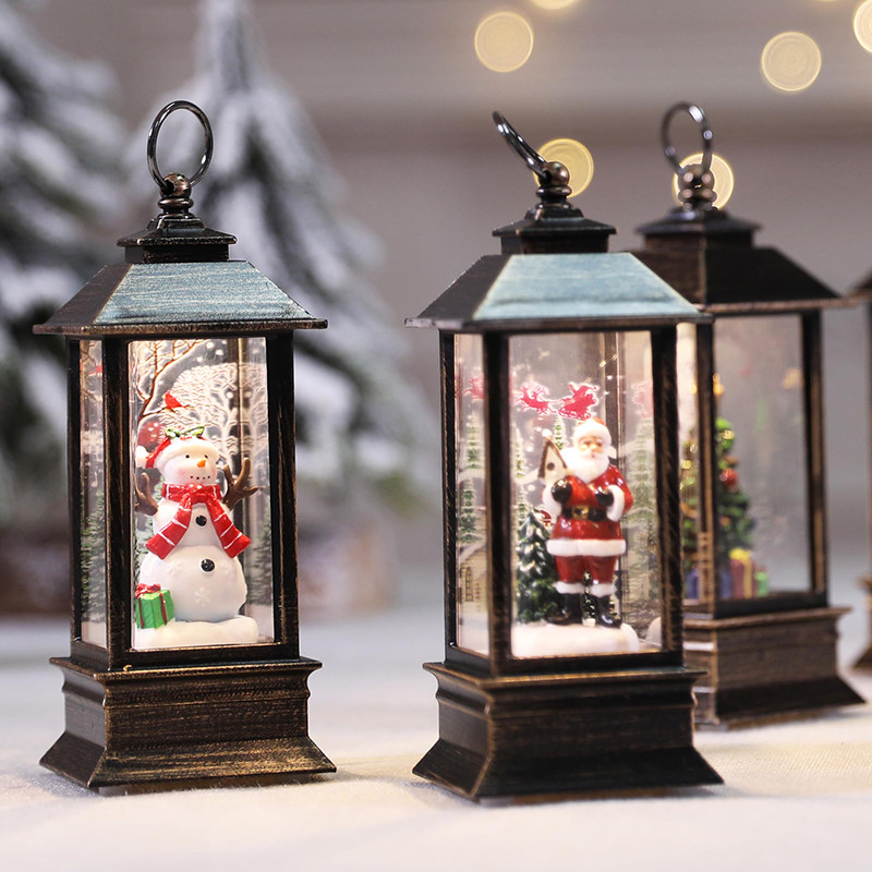 Christmas LED lamp table on the old man Snow Man small gift gift to girlfriend decorated oil lamp scene layout