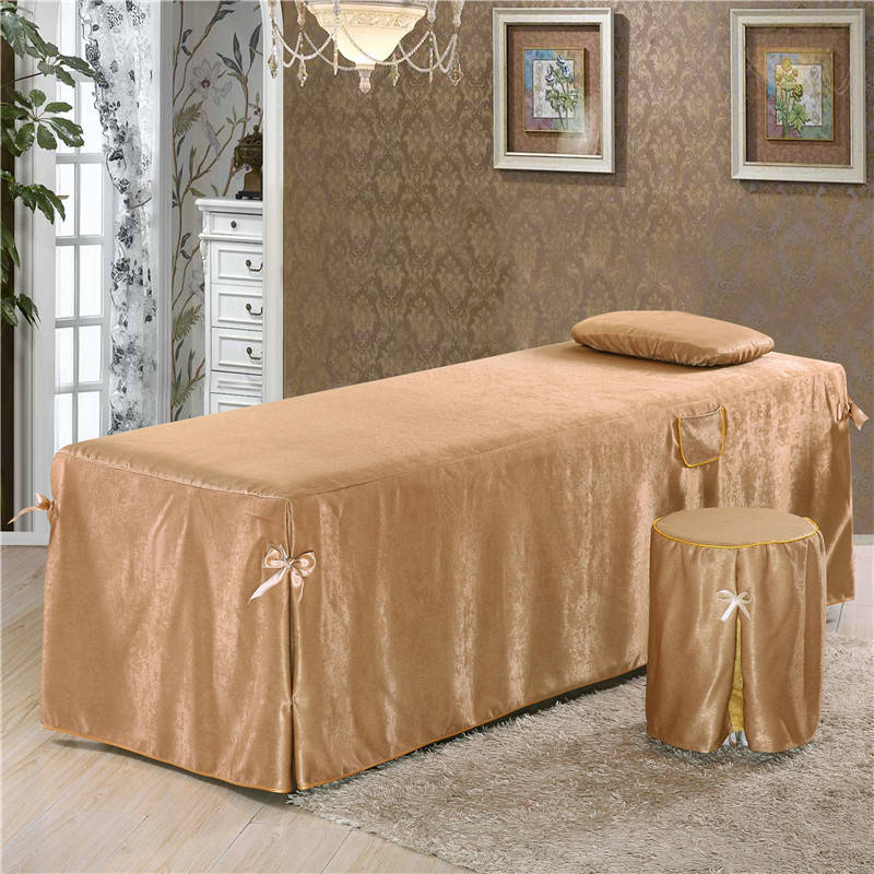 Mới làm đẹp trải giường bốn bộ bông châu Âu pha lê nhung rắn màu sắc đẹp thẩm mỹ viện massage khử trùng giường bìa tùy chỉnh - Trang bị tấm ga giường spa đẹp