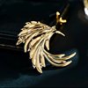 Chinese Style Brooch, Vintage Enamel Inlaid with Diamonds, Phoenix Tail Brooch, Light Luxury, High-End Elegant Corsage, Coat and Suit Accessories