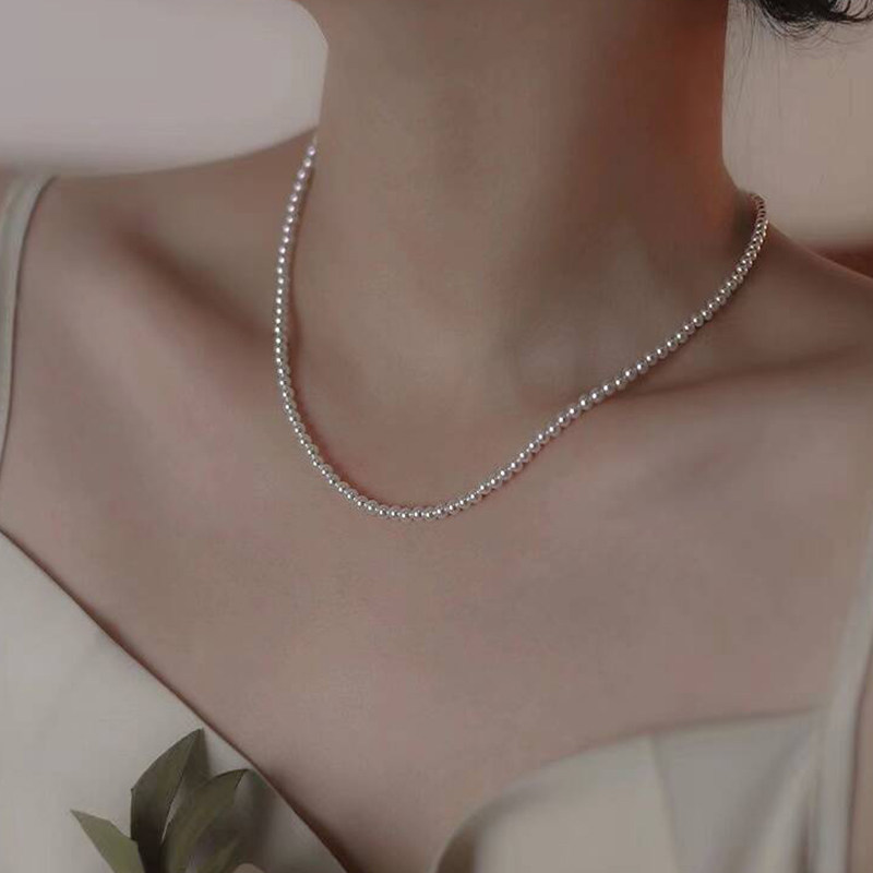 2mm Ultra-Fine Imitation Pearl Necklace for Women 2025 New Thin Clavicle Chain Gift for Girlfriend