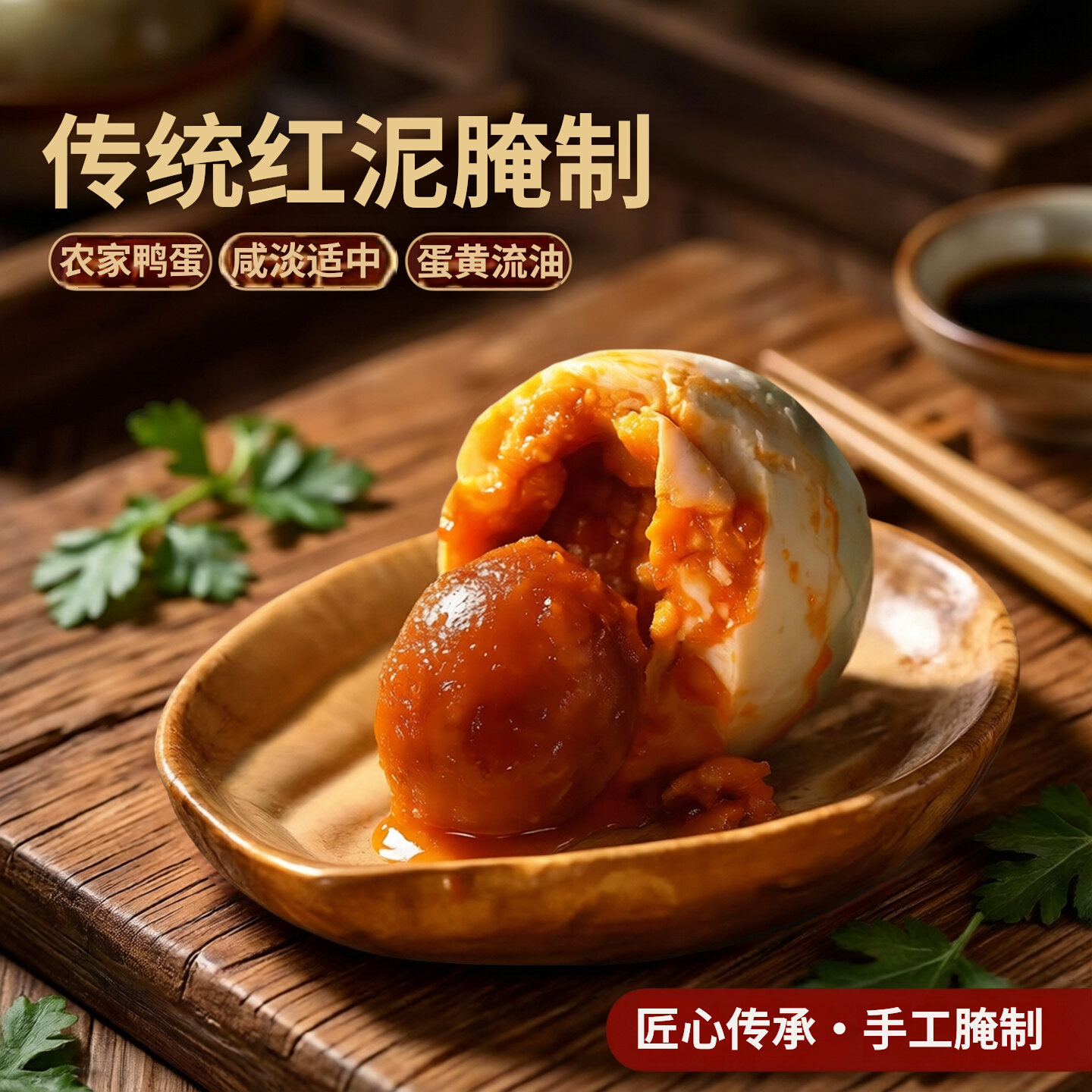 禾田下熟咸鸭蛋红心流油红泥腌制