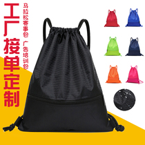 Drawstring backpack womens 2021 new casual simple shoulder bag mens and womens sports travel bag
