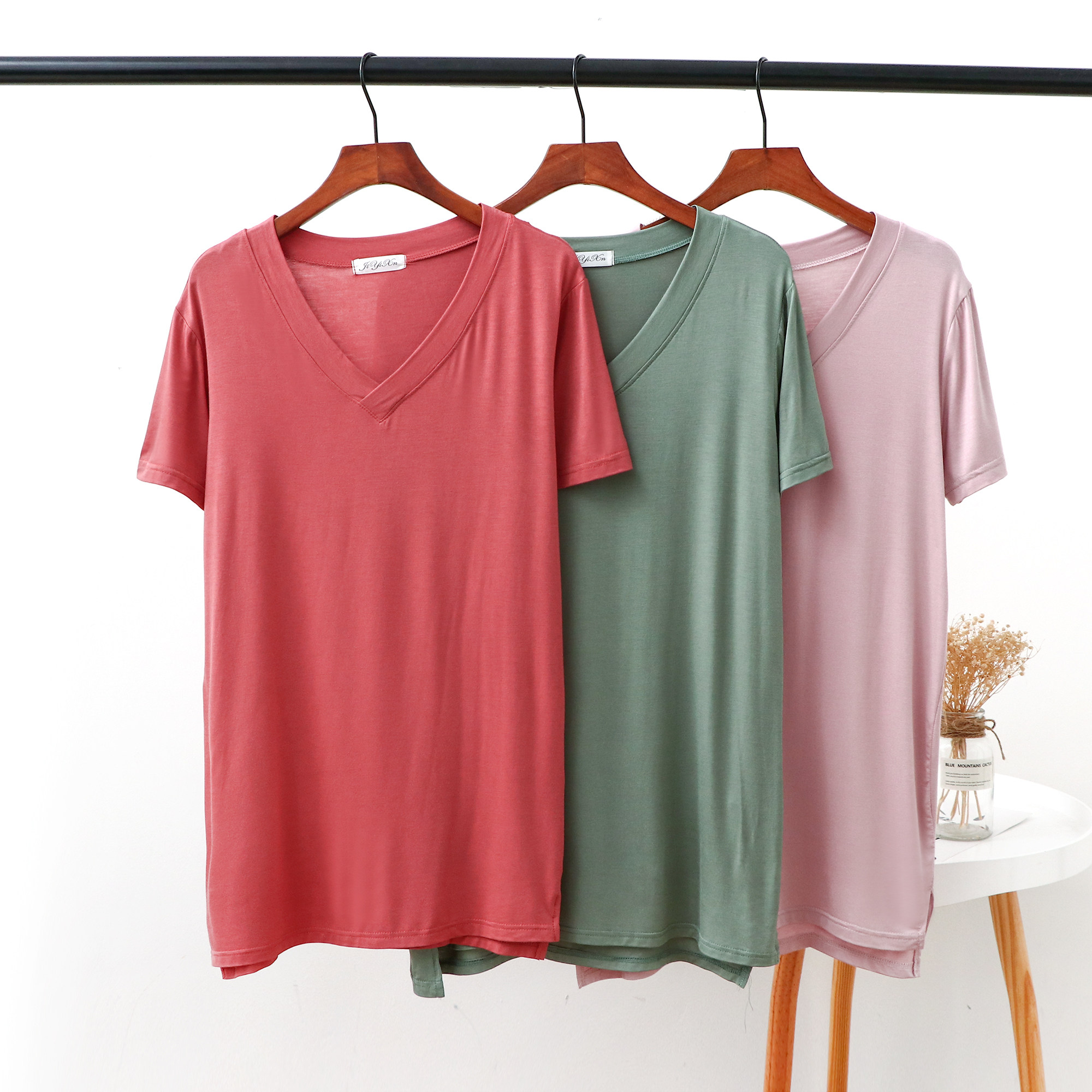 Modal short-sleeved t-shirt women's summer thin mid-length bottoming shirt loose casual pajamas pregnant women all-match top