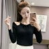 2019 mới off-top top Slim phần mỏng bó sát áo len dài tay hoang dã áo len nữ mùa thu đông áo len nữ Đan Cardigan