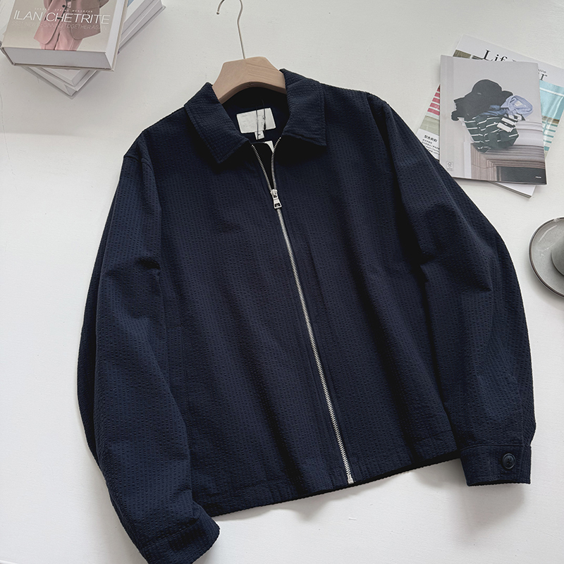 Foreign Trade French Style Spring Men's Business Casual Lapel Thin Bubble Gauze Jacket Foreign Trade French Style Spring Men's Business Casual Lapel Thin Bubble Gauze Jacket