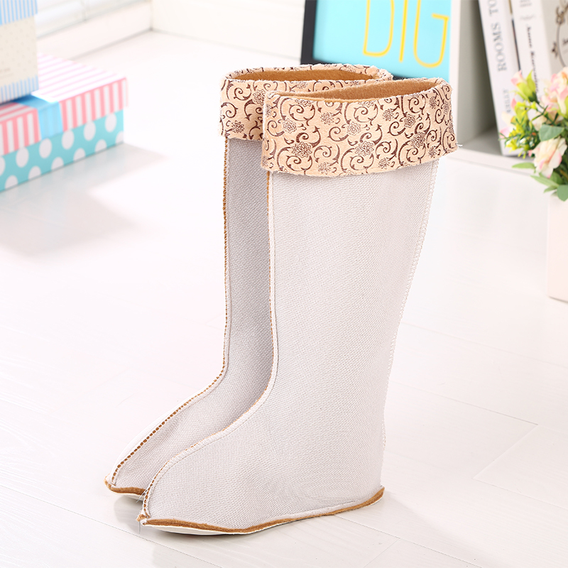 Winter Women's Mid-High Rain Boots with Inner Lining, High-Top Cotton Covers, Fleece-Lined Warm Water Shoes with Inner Sock Lining