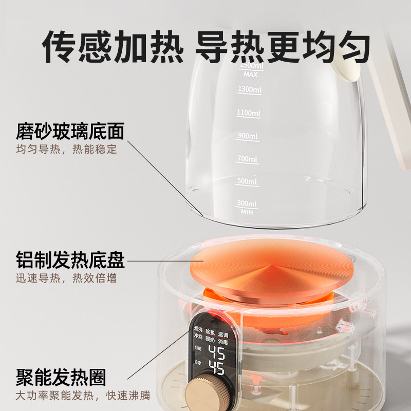All-Glass Thermostatic Kettle, All-In-One Household Multifunctional Hot Water Thermostatic Kettle, 2024 New Model Baby Milk Mixer