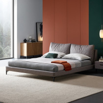 Light luxury modern fabric bed 1 8 meters master bedroom wedding bed Nordic simple ins home double bed Italian minimalist bed