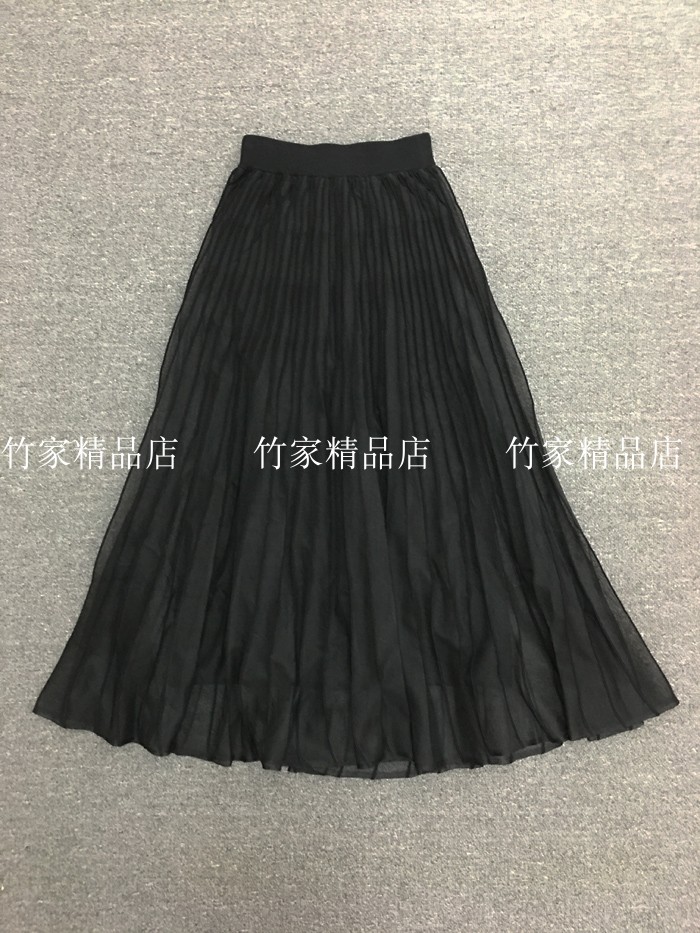 Pleated gauze skirt for autumn and winter, wool lining, elegant and flexible long skirt