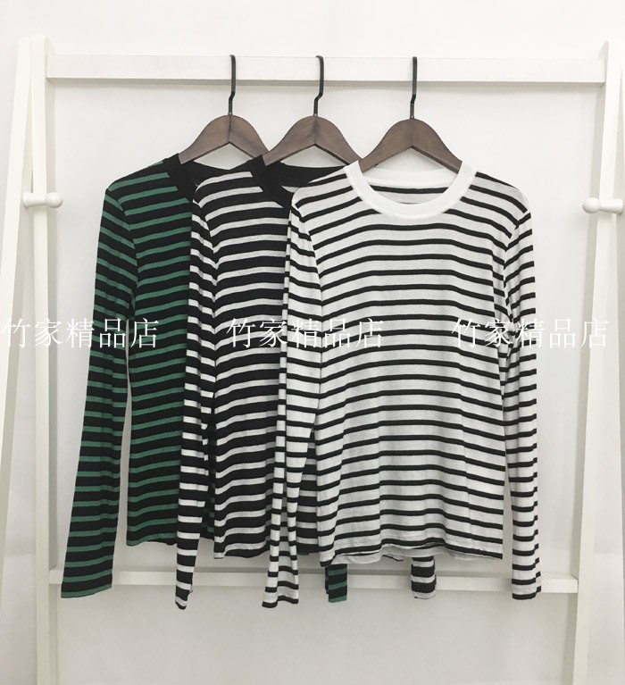 JI's skin-friendly fabrics Modal cashmere Versatile striped T-shirts