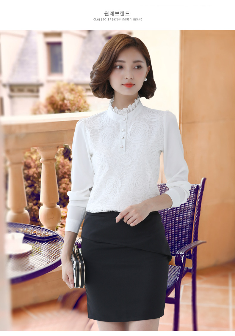 Đầm voan tay dài 2018 thu đông mới cộng với nhung dày ấm áp đáy áo cao cổ áo sơ mi inch áo sơ mi 2 màu