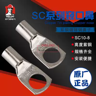 Delixi tinned galvanized copper wire nose SC10-8 peep copper terminal block introduction of copper terminal block wire lug 10 square