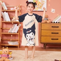 Girls' pajamas summer pure cotton thin little girl breathable children's pajama princess dress summer short sleeves