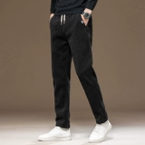 Бархатные удерживающие тепло штаны, универсальная утепленная эластичная пуля, свободный прямой крой, осенние