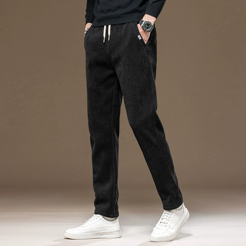 Бархатные удерживающие тепло штаны, универсальная утепленная эластичная пуля, свободный прямой крой, осенние