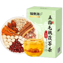 Fudonghai five-finger peach Smilax poria tea stir-fried red adzuki bean coix seed gordon seed dog days health tea brewed tea scented tea
