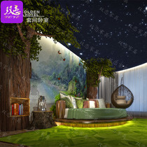 Minima Leather Art Double Round Bed Themed Guesthouse Hotel Lovers Apartments Intelligent Spice Shake Beds Constant Warm Water Mattresses