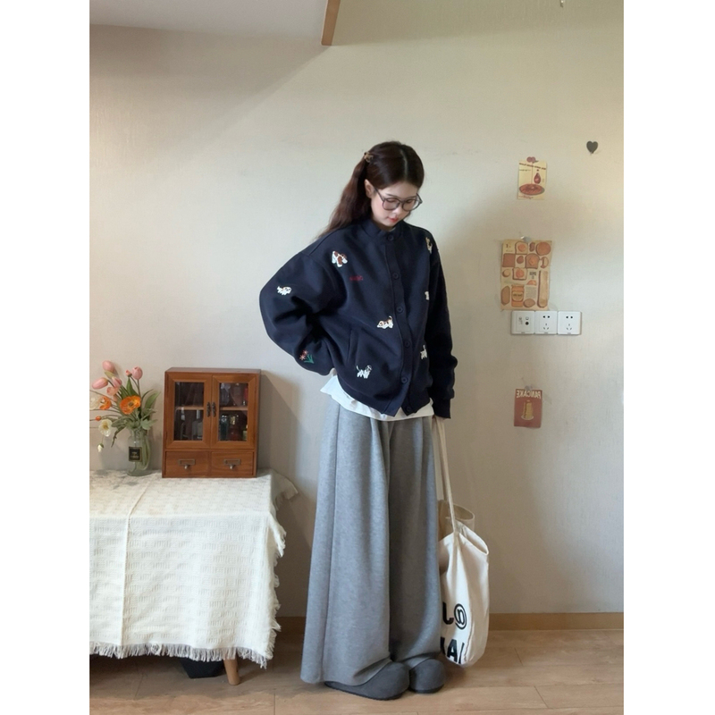 Classe Lan Cute Embroidered Sweatshirt Cardigan 2026 Early Autumn Korean Style High-End Petite Jacket Coat