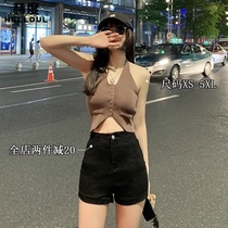 Hedo black denim shorts womens summer thin 2021 New High waist slim a wide leg hot pants ins tide