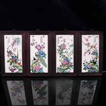 tao ci hua hand drawn flower-and-bird Jingdezhen porcelain painting Wood si tiao ping Vitrolite painting pastel spring summer autumn and winter figure I set