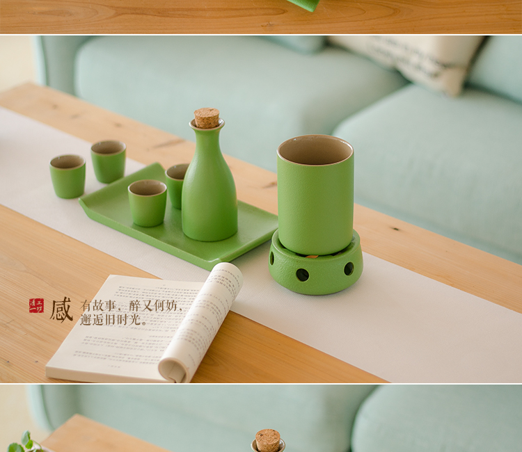 Qing Yi Yi Gạch gốm trắng sáng tạo Bộ rượu vang Nhật Bản Sake Rượu vang cổ Rượu vang hầm rượu ấm hơn - Rượu vang ly rượu pha lê