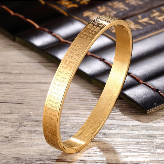 结缘万字符般若波罗蜜多心经钛钢手镯护身保平安时尚男女转运手环