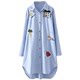 Autumn original literary style embroidery mid-length shirt women's long-sleeved spring wear 2024 new loose shirt women's tops