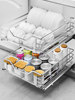 Pull-Out Kitchen Cabinet 304 Stainless Steel Double-Layer Drawer-Type Dish Rack Ultra-Narrow Cabinet Seasoning Basket Mini Small Size