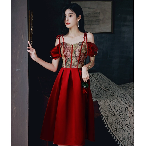 Вечернее платье, красное свадебное платье, юбка, французский стиль, эффект подтяжки