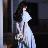 Вечернее платье, элитная синяя юбка, подходит для подростков, изысканный стиль